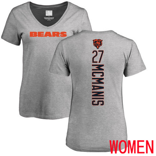 Chicago Bears Ash Women Sherrick McManis Backer V-Neck NFL Football #27 T Shirt